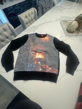 Target Black Crewneck Sweatshirt with Holiday Fireplace Print
